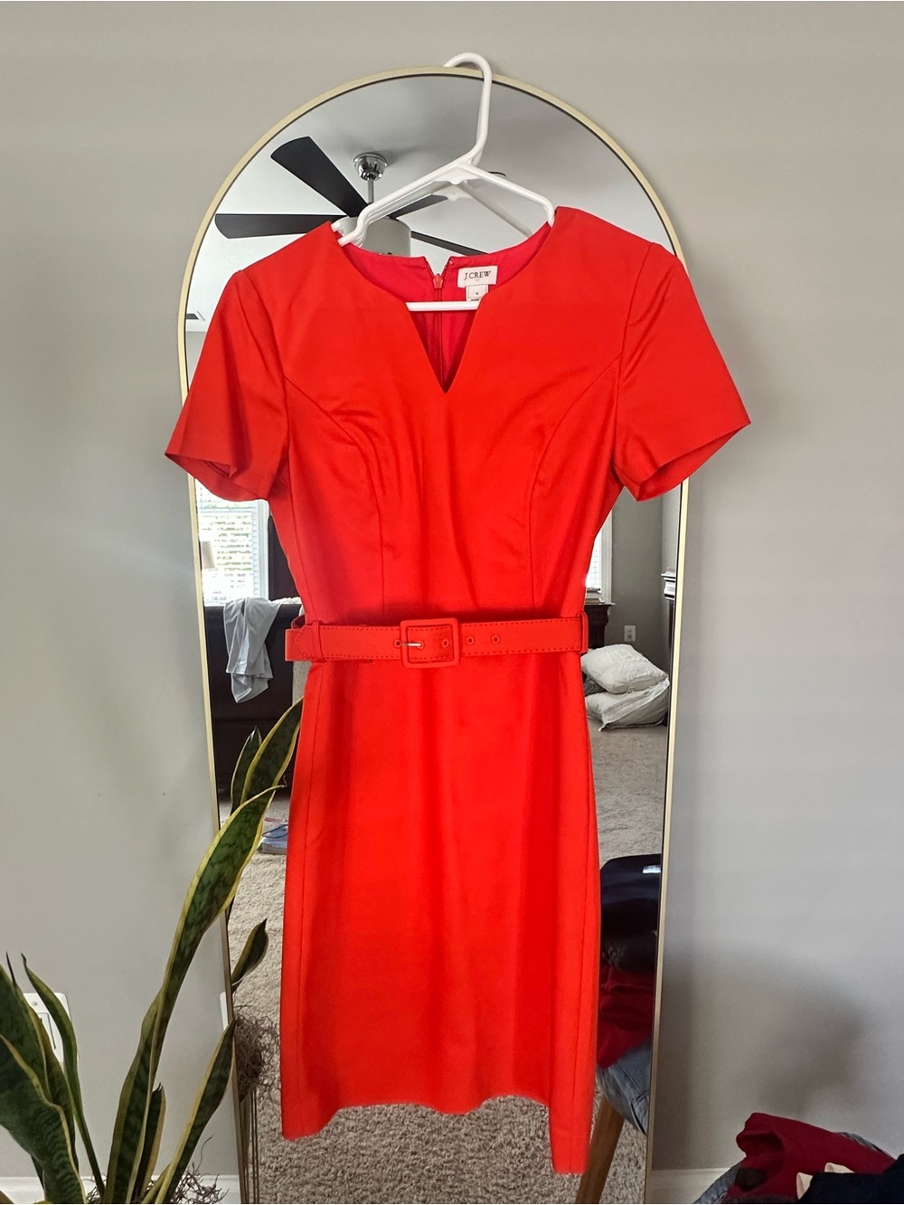 J. Crew Bright Orange Belted Sheath Dress